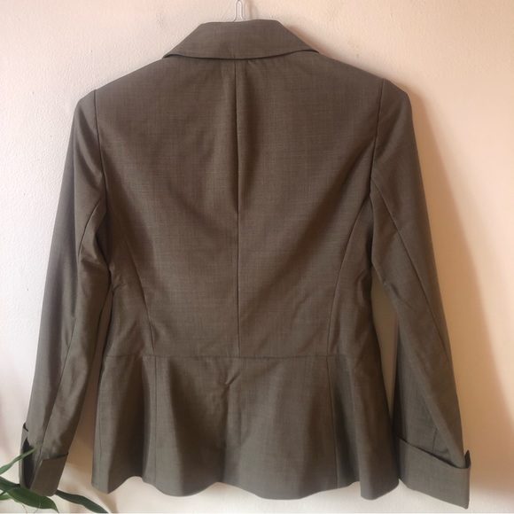 ❤️Lafayette 148 New York Wool Blend Blazer Jacket Green Brown Taupe Size 2 - Picture 2 of 9